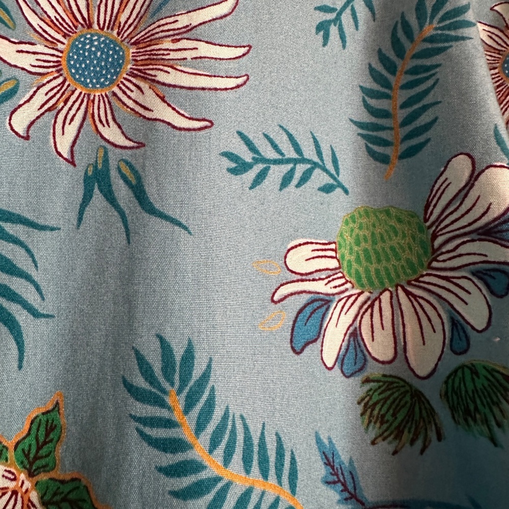 Lands' End 18W No Iron 100% Supima Cotton Floral Long Slv Button Down Top - Picture 4 of 7